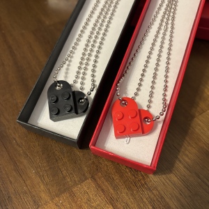 Adorable Lego heart necklaces for two! Perfect Valentine's Day or anniversary gift!