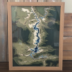Flaming Gorge 3D laser-cut framed topographic map