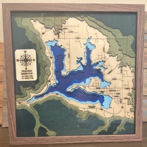 Amazing Pineview reservoir Utah 3D laser cut topographic map